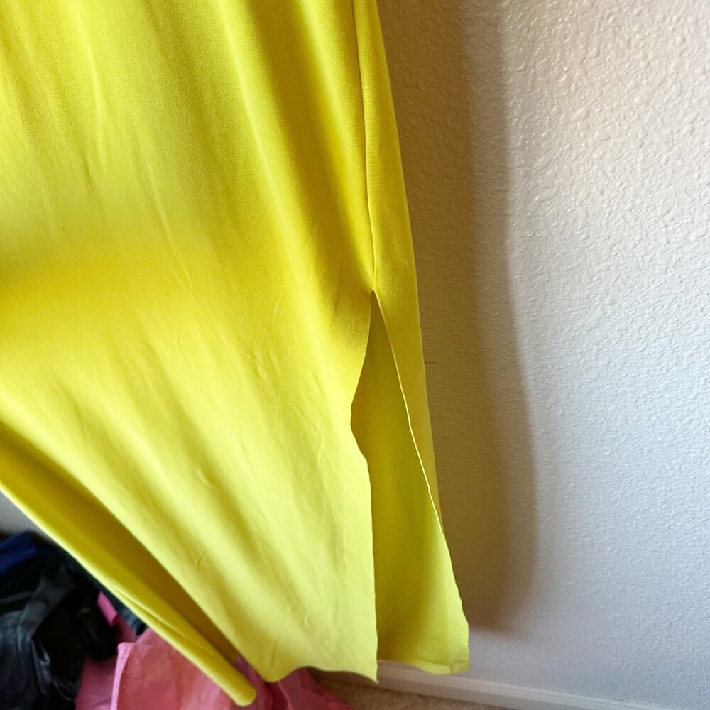 Norma Kamali Halter Turtle Side SlitCowl Neck Fishtail Maxi Dress Chartreuse XXS - Picture 7 of 10